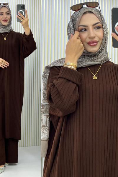 Mısra Büyükbeden Takım Kahverengi