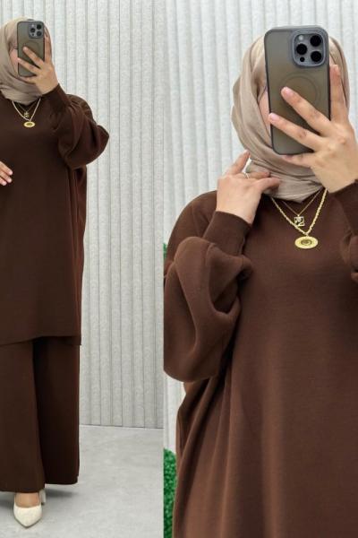 Gülsenem Büyükbeden Takım Kahverengi