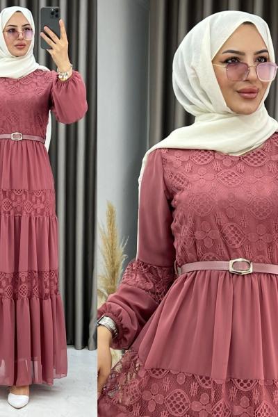 3464 Zümrüt Elbise Gül Gül