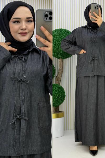 Ajda Kot Etekli Takım Siyah