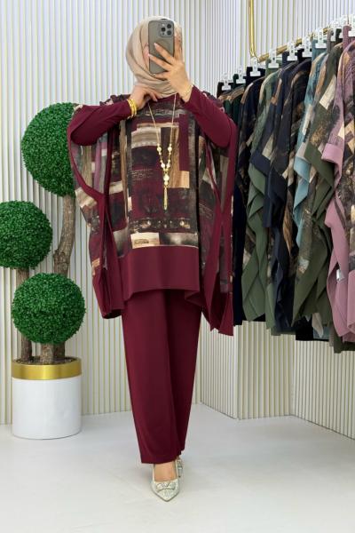 Bedia Pelerin Takım  Bordo