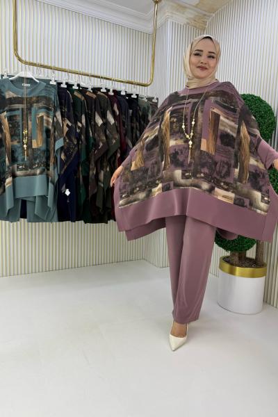 Bedia Pelerin Takım  Gül