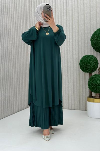 Suzan Piliseli Pantolonlu Takım Zümrüt