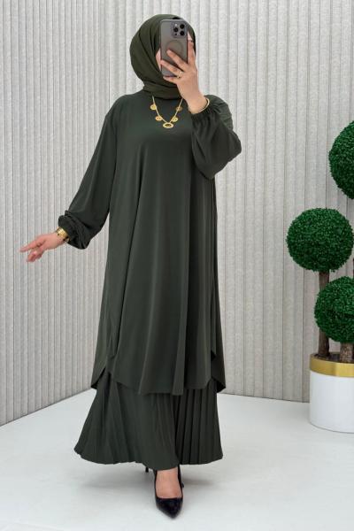 Suzan Piliseli Pantolonlu Takım Haki