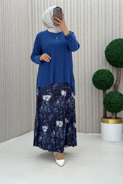 Anyela Etekli Takım Saks Mavisi