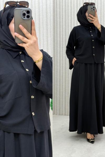 3932 Orkide Etekli Takım Siyah