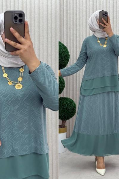 Fıstık Etekli Takım Mint Yeşili