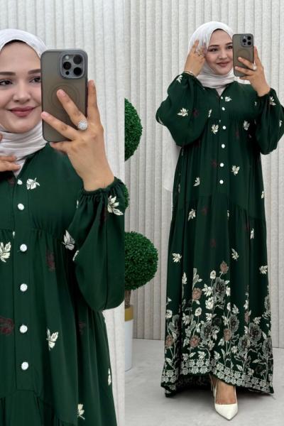 3973 Türkan Elbise  Zümrüt