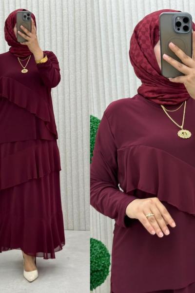 Ceviz Etekli Takım Bordo