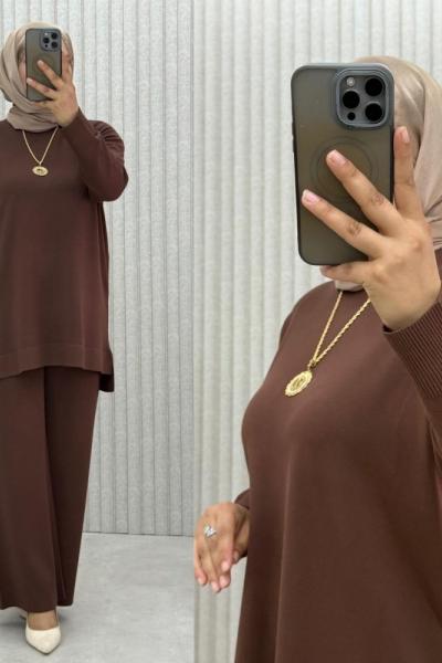 Hare Triko Takım Kahverengi