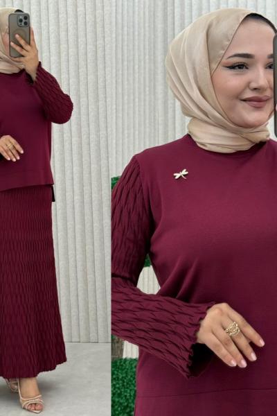 Kelebek Etekli Takım  Bordo