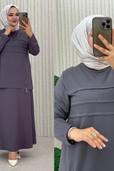 Aşkım Etekli Takım Gri