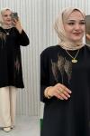 Çiçek Tunik Siyah