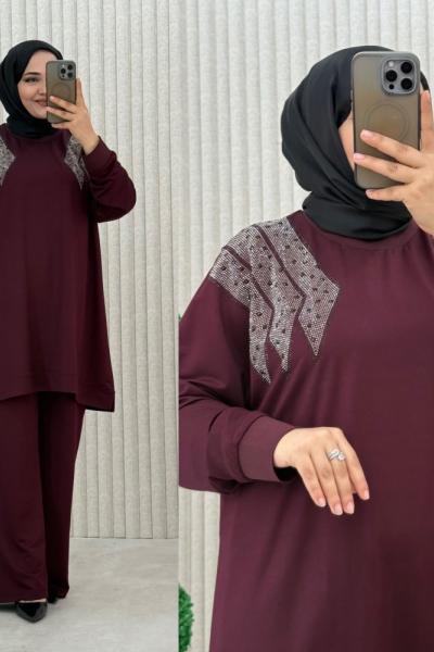 Işıltı Takım Bordo