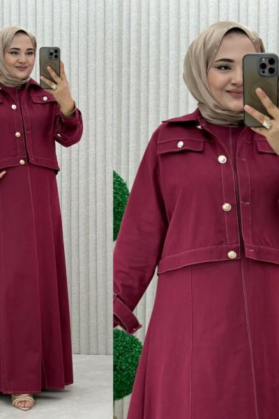 Liya kot ceket takım Bordo