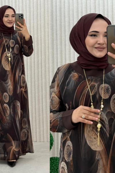 Büşra Elbise Kahverengi