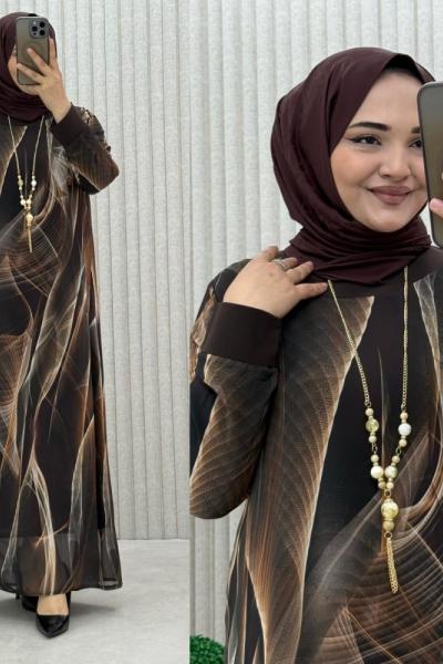 İkra Elbise Kahverengi