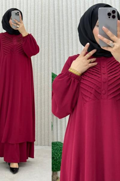 LİNA ETEKLİ TAKIM  Bordo