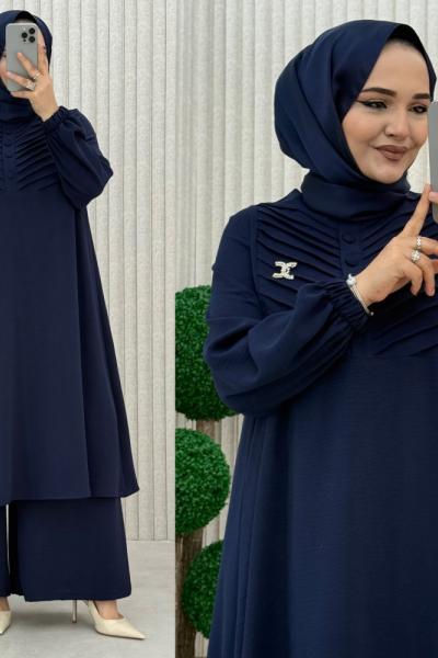 zümrüt pantolonlu takım  Lacivert