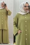 Harem Pantolonlu Takım  Yağ Yeşili