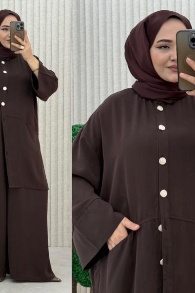 Harem Pantolonlu Takım Kahverengi