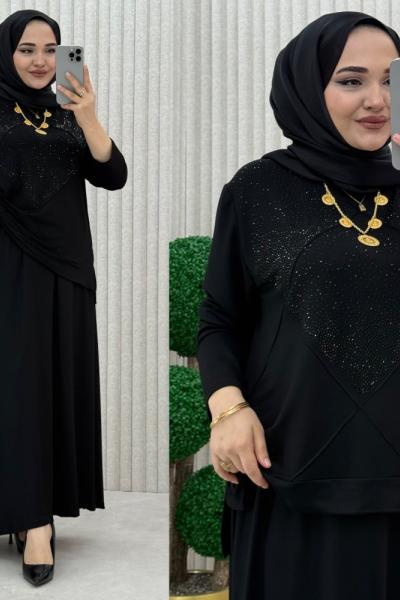 Şermin Etekli Takım Siyah