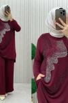 Sema  pantolonlu takım Bordo