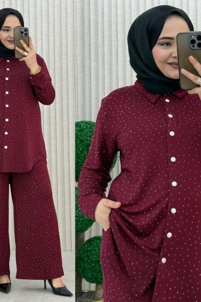 Ziynet Pantolonlu Takım Bordo