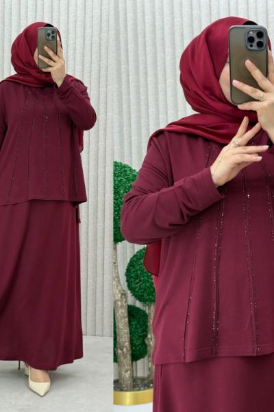 Kübra Etekli Takım Bordo