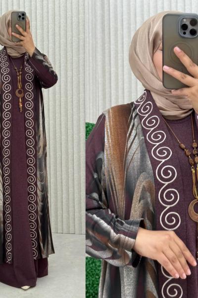 Döngü Elbise Takım Bordo