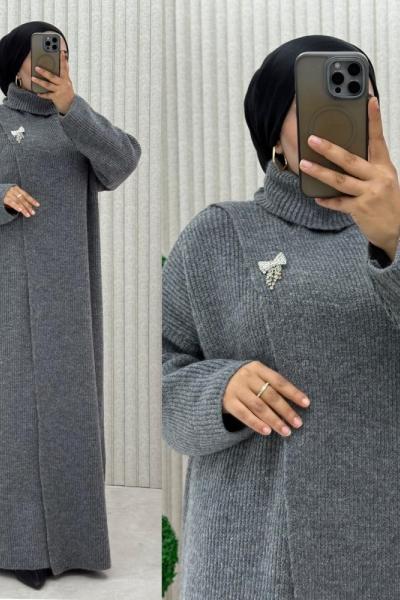 Hülya Boğazlı Panço  Gri