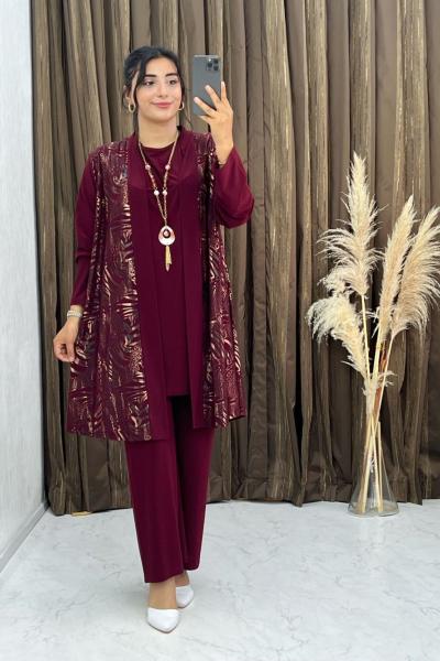 Nana 3 Lü Takım Bordo