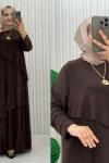 Salkım Elbise Kahverengi