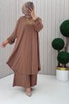 Suzan Piliseli Pantolonlu Takım Camel