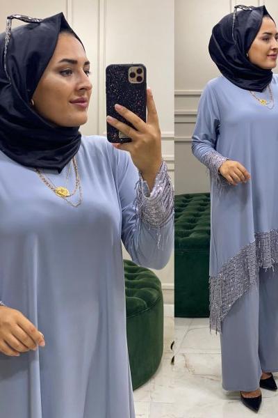 Efsanelerden payetli takım Gri