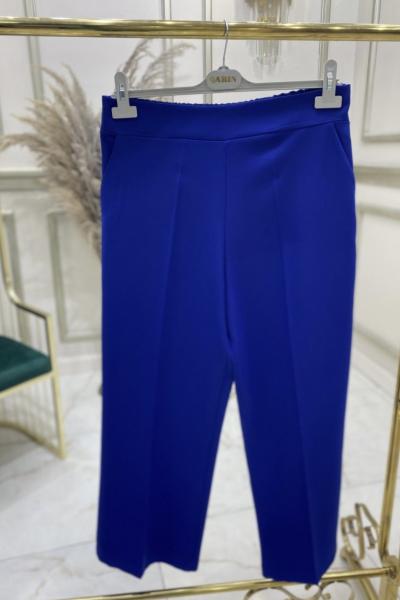 Bol Paça Double Pantolon Saks Mavisi