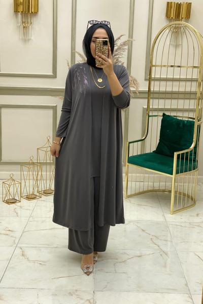 Betül 3 Lü Takım Füme