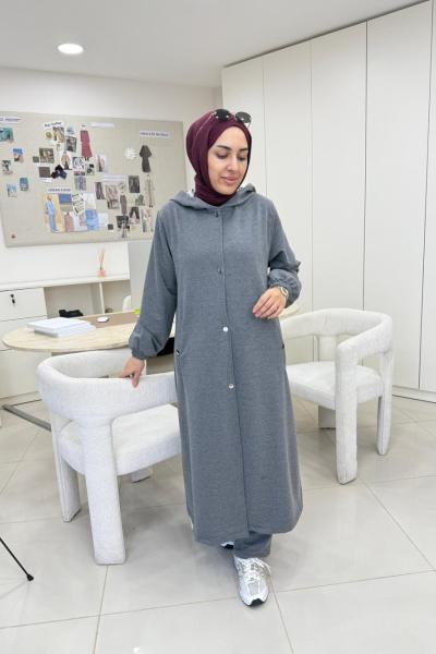 Uzun Kapüşonlu İkiiplik Takım Antrasit