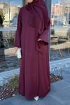 Fular Bağlamalı Abaya  Mürdüm