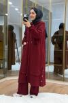 Aller Detaylı Kapüşonlu İkili Takım Bordo