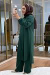Örme kumaş maksi boy takım Zümrüt