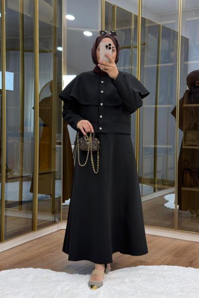 Pelerinli Scuba Etekli Takım Siyah