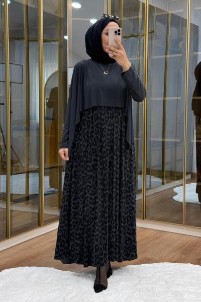 Leopar Desen Tilda Elbise Füme