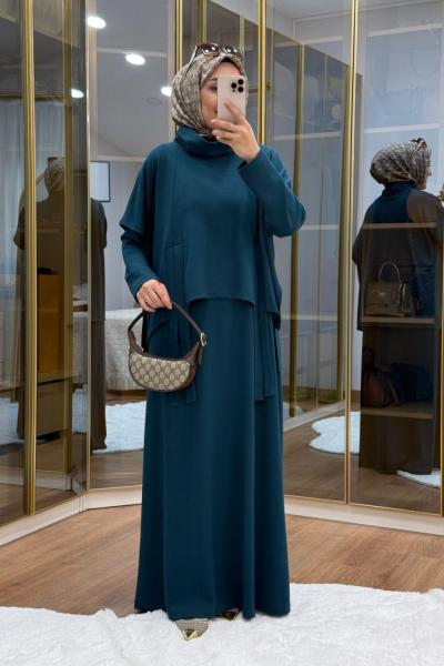 Tasarım İkili Oysho Elbise Petrol Mavisi