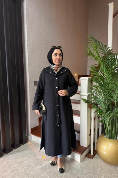 Çıtçıtlı Cupra Kap  Siyah