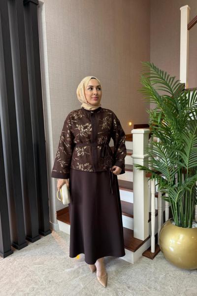 File Payet Etekli Takım Kahverengi