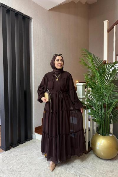 Zellige Elbise Kahverengi