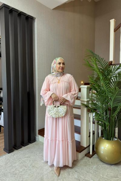 Zellige Elbise Pembe