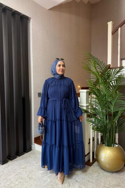 Zellige Elbise Lacivert