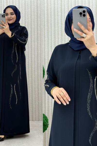 Sahra Abiye Elbise Lacivert